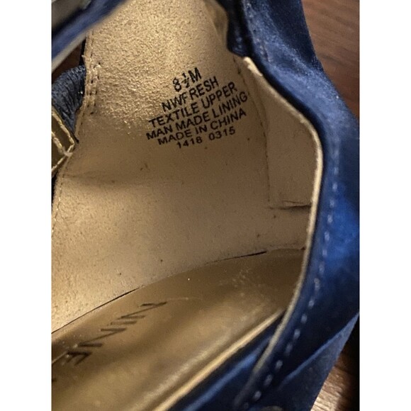 Nine West Jewel Embellished Blue Velvet High Heels Size 8 1/2 Women’s  3” Heel - Picture 7 of 7